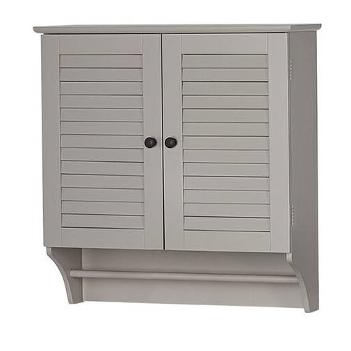Wall Mounted Bathroom Cabinet With Shelves And Towel Bar In Taupe - White Wall Mounted Bathroom Cabinet With Towel Bar